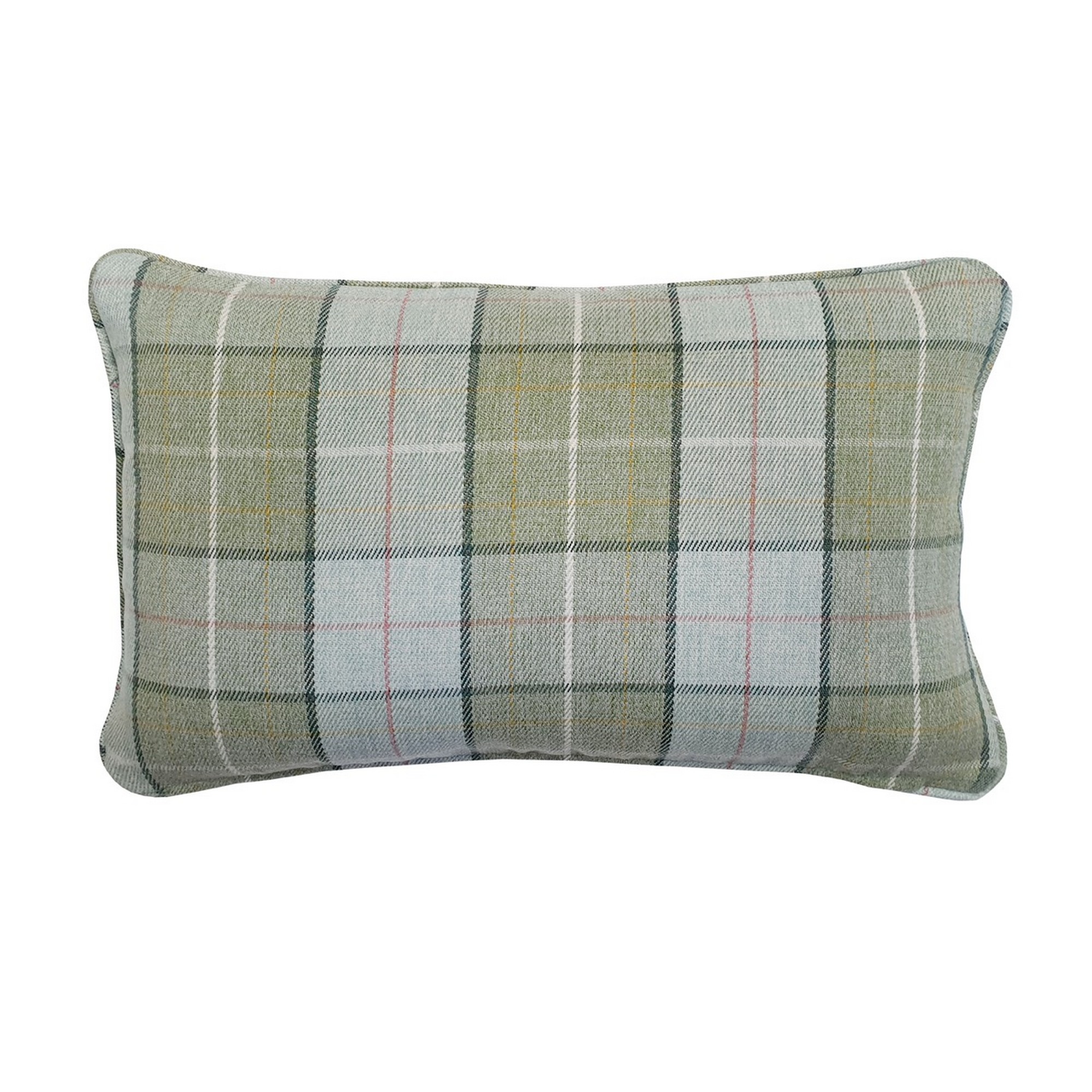 Alfriston Check Bolster Cushion By Laura Ashley In Sage Green